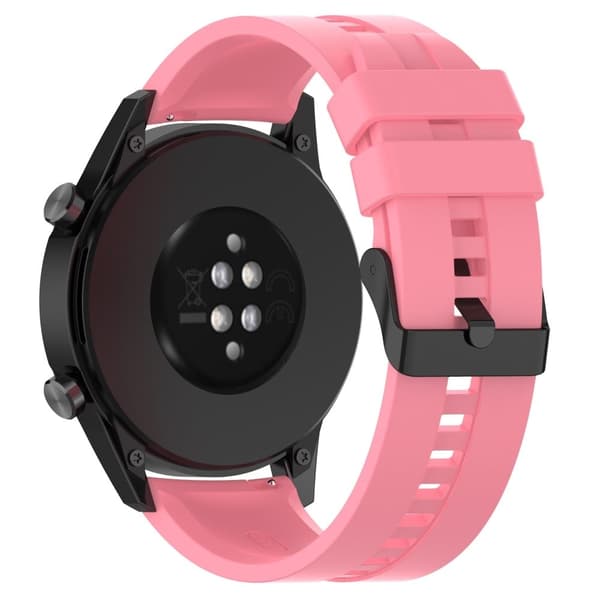 20 mm universal klockarmband i silikon - Svart Stålspänne / Rosa Rosa