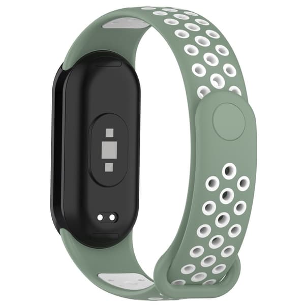 Xiaomi Smart Band 8 tofarget silikonrem - Lysegrønn / Hvit Green