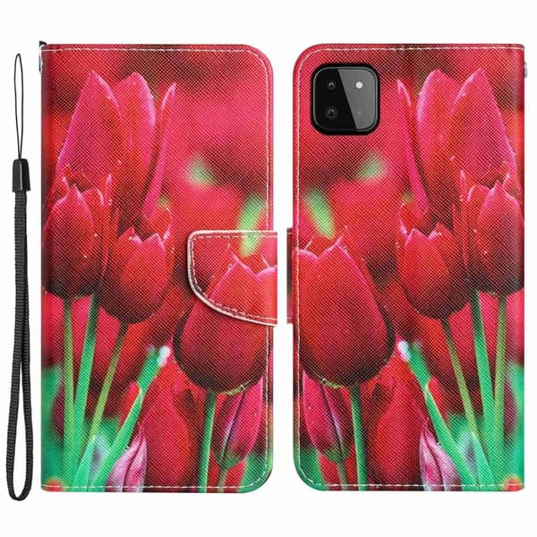 Wonderland Samsung Galaxy A22 5G flip etui - Tulipan Red