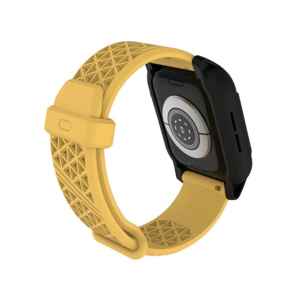 Apple Watch Series 5 44 mm holdbar silikoneurrem - Gul / Sort Yellow