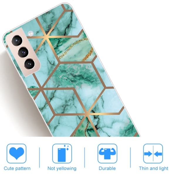 Marble Samsung Galaxy S22 Plus Etui - Smaragd Terning Mønster Green