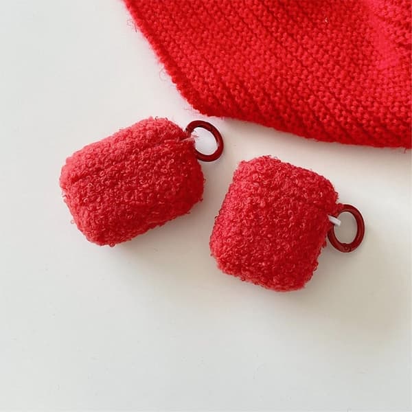 AirPods Pro 2 plysjveske med spenne - Rød Red