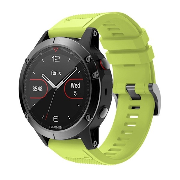 Garmin Fenix 5 kestävä silikoninen ranneke - Flourescent Vihreä Green