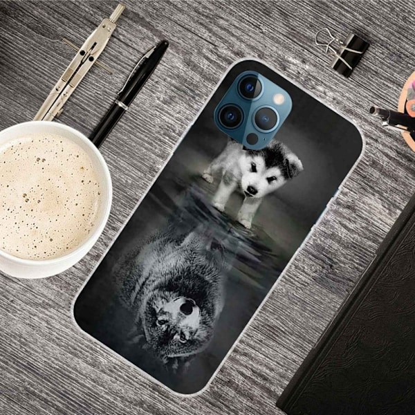 Deco iPhone 14 Pro skal - Hund Och Varg Silvergrå