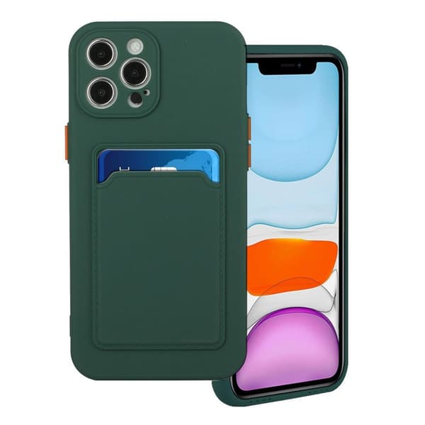 Card Holder Deksel til iPhone 12 / 12 Pro - Mørkegrønn Green