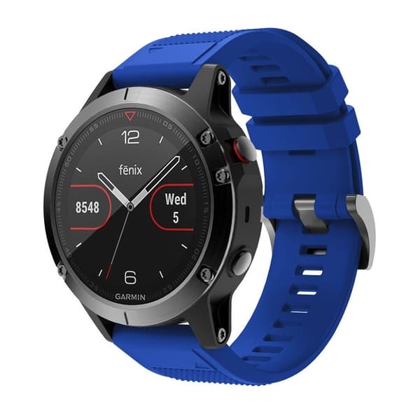 Garmin Fenix 5 holdbar silikoneurrem - Mørkeblå Blue