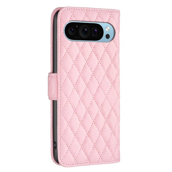 Rombemønster, matt flip-deksel for Google Pixel 9 Pro XL - Rosa Pink