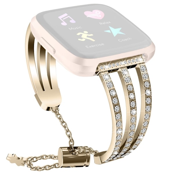 Fitbit Versa 2 / Versa Lite kolminkertainen ylellinen strassikivikellon hihna - Kulta Gold
