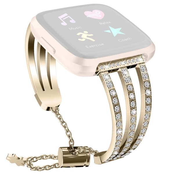 Fitbit Versa 2 / Versa Lite trippel luksus klokkerem med rhinestone - Gull Gold