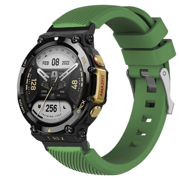 Amazfit T-Rex 2 silikoneurrem i twill-design - Militærgrøn Green