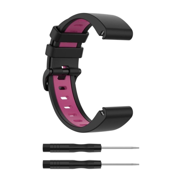 Garmin Fenix 6S / 5S tofarvet silikone-urrem - Sort / Rose Black