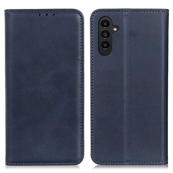 Flip Etui med Pung i Ægte Læder til Samsung Galaxy A14 - Blå Blue