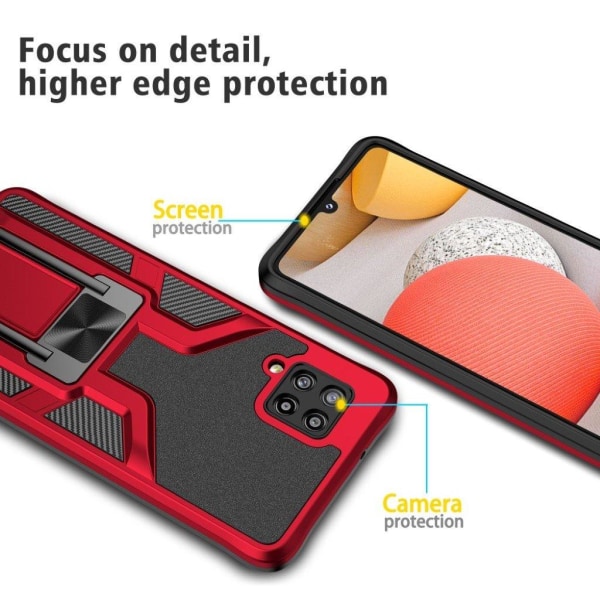 Shockproof Hybrid Suojakuori With Kickstand For Samsung Galaxy A42 5G - Punainen Red