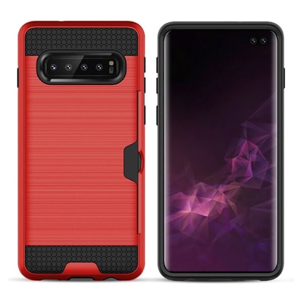 Samsung Galaxy S10 Plus harjattu hybridikotelo - Punainen Red