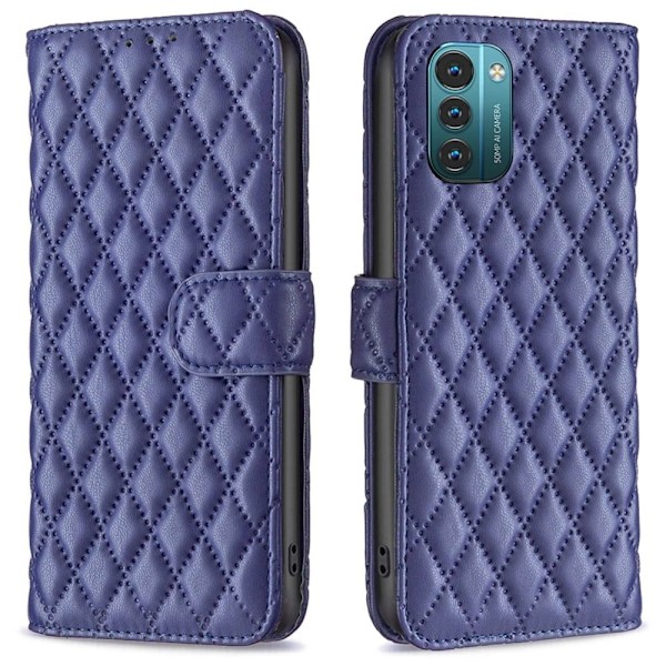 Rhombus Mønster Matte Flip Case til Nokia G11 / G21 - Blå Blue