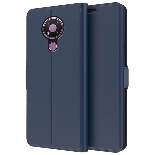 Glatt og tynt premium PU-skinnetui for Nokia 3.4 - Blå Blue