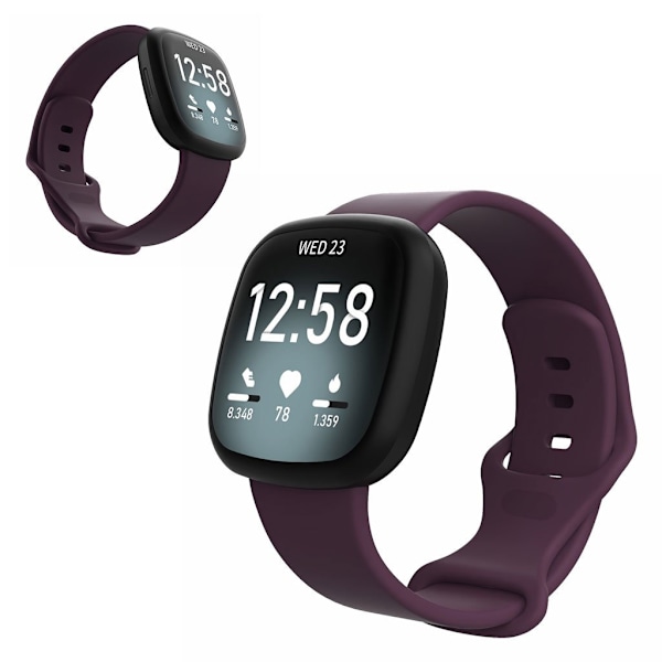 Fitbit Versa 3 / Sense silikon klockarmband - mörklila Size: L Lila