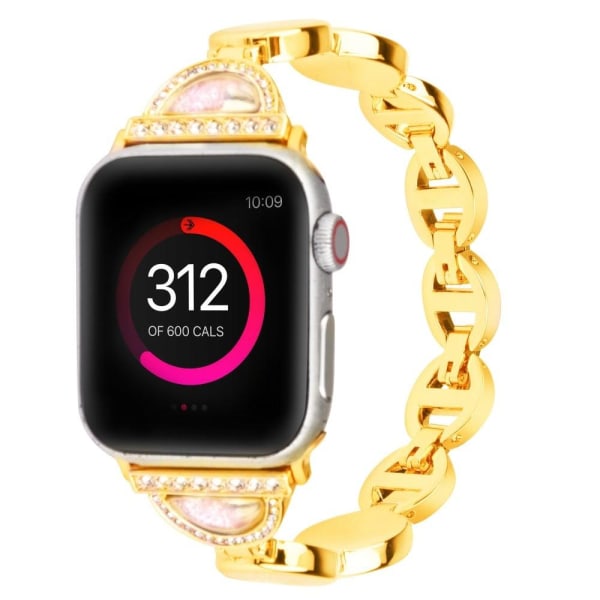 Apple Watch (41 mm) unik urrem i rustfrit stål med rhinestone-dekor - Guld Gold