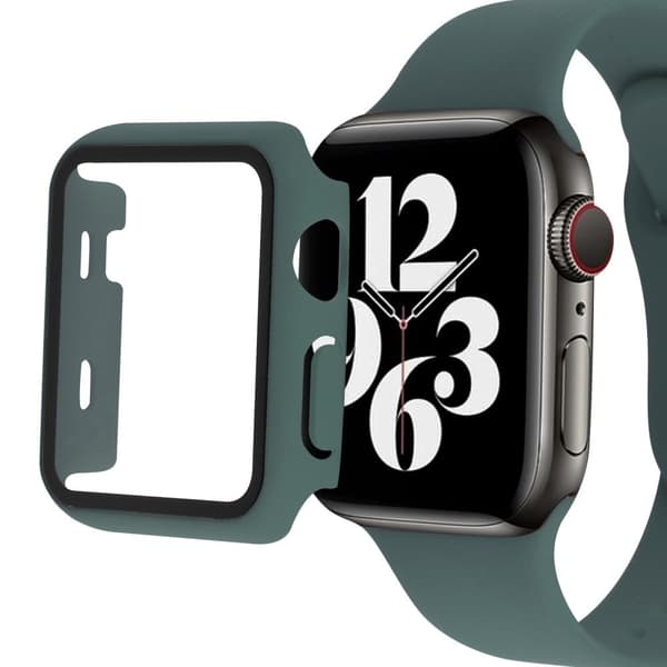 Apple Watch (41mm) silicone watch strap + tempered glass cover - Green Grön