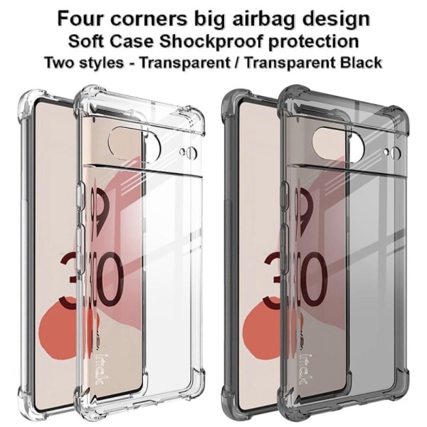 IMAK Airbag Cover for Google Pixel 7 - Transparent Black Black