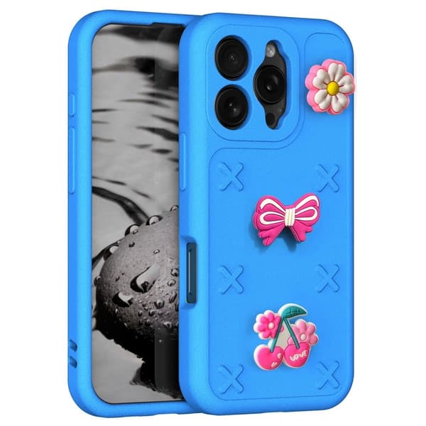 iPhone 16 Pro Max Case Butterfly Floral Series 3D Pattern EVA Anti Drop Phone Cover - Blue Blue