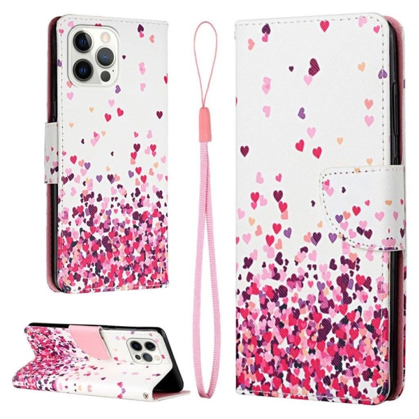 Wonderland iPhone 13 Pro Max flip etui - Lyserøde Hjerter Pink