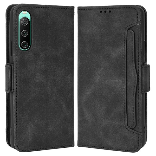 Moderne Sony Xperia 10 IV læderetui med pung - Sort Black
