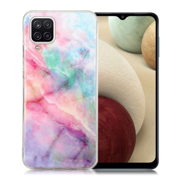 Marble Samsung Galaxy A12 5G Etui - Lilla / Rose og Blue Shade Multicolor