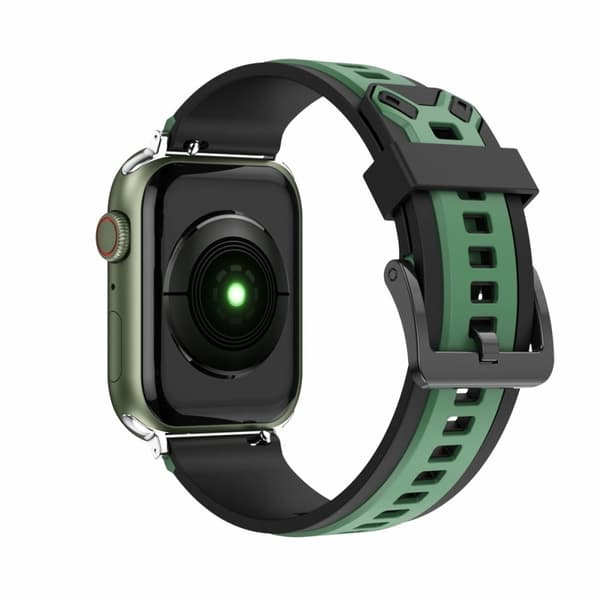Apple Watch (45mm) farve splejset silikone urrem - Militærgrøn / Sort Multicolor