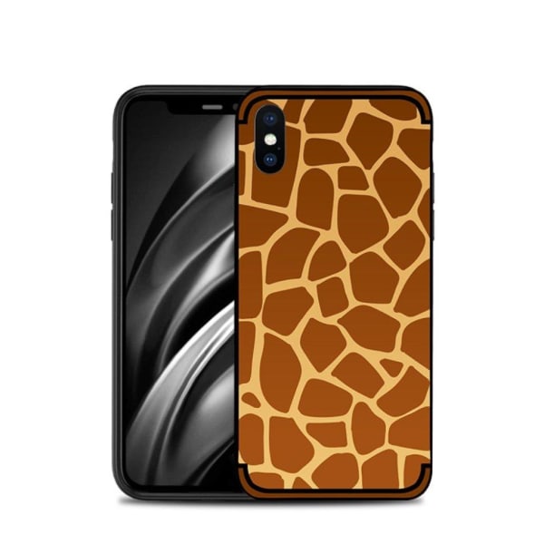 NXE iPhone Xs Max mjukt fodral med präglat mönster - Giraff Textur multifärg