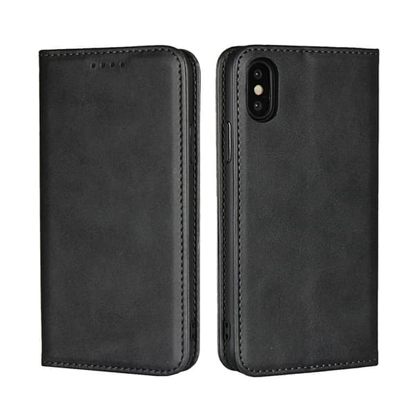 iPhone XS självabsorberande flipfodral i läder - Svart Svart