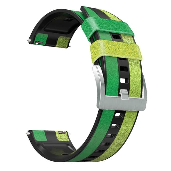 22mm Universal kolmivärinen silikonihihna - Vihreä / Musta Green