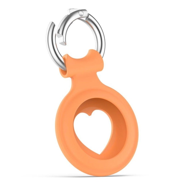 AirTags heart design silicone cover with spring buckle - Orange Orange