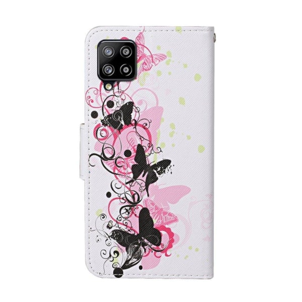 Wonderland Samsung Galaxy A12 5G Flip etui - Black / Pink Butterfly Multicolor