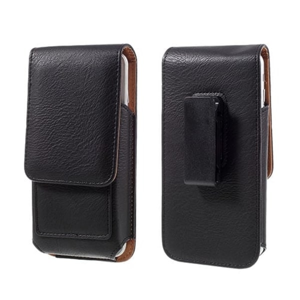 Universell Smartphone och Kort Läderfodral, Storlek: 16 x 8.4 x 1.8cm - Svart Svart
