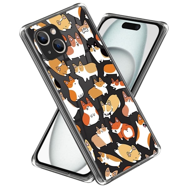 Deco iPhone 15 Plus kotelot - Koirat Tarra Brown