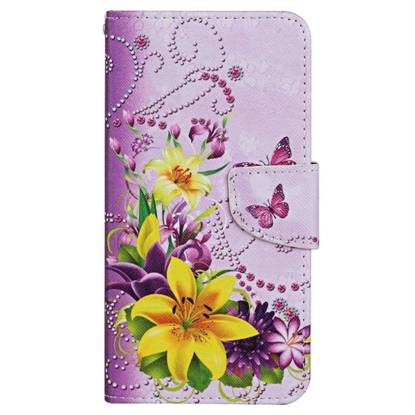 Wonderland Samsung Galaxy S23 Flip Etui - Gule Blomster / Sommerfugle Pink