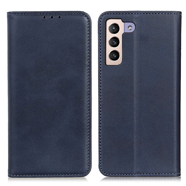 Lompakko-style Aitoa Nahkaa Läppäkotelo For Samsung Galaxy S23 Plus - Sininen Blue
