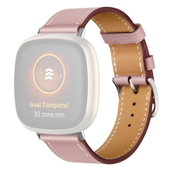 Fitbit Sense 2 / Versa 4 klockarmband i äkta läder med sömmar - Rosa Rosa