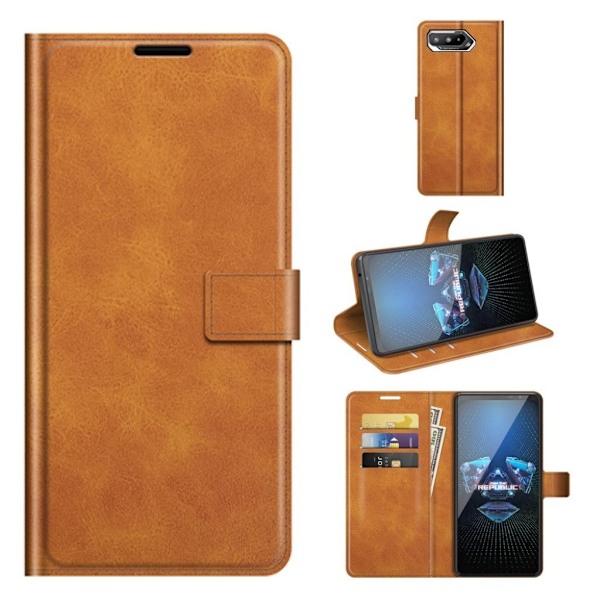 Hållbart konstläder Asus ROG Phone 5 fodral med plånbok - Orange Orange