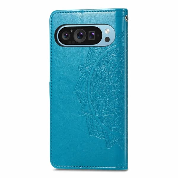 Mandala Google Pixel 9 Pro XL nahkakotelo - Sininen Blue