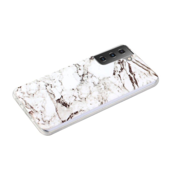 Marble Samsung Galaxy S21 Etui - Hvit / Svart White