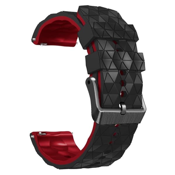 22 mm universal silikoneurrem i ikosaeder-stil - Sort / Rød Red
