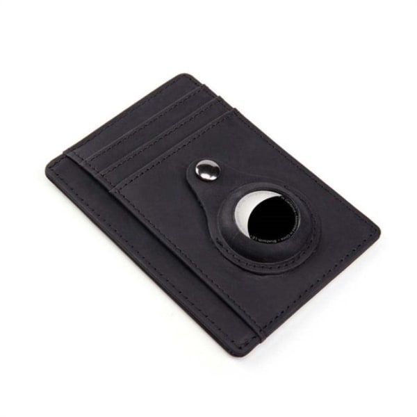 AirTags Cowhide genuine leather card holder - Black Black