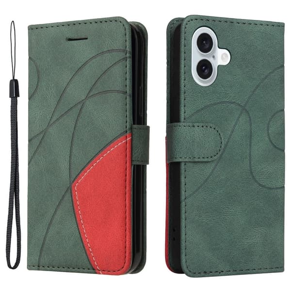 Teksturoitu nahkakotelo hihnalla iPhone 16 Plus - Vihreä Green