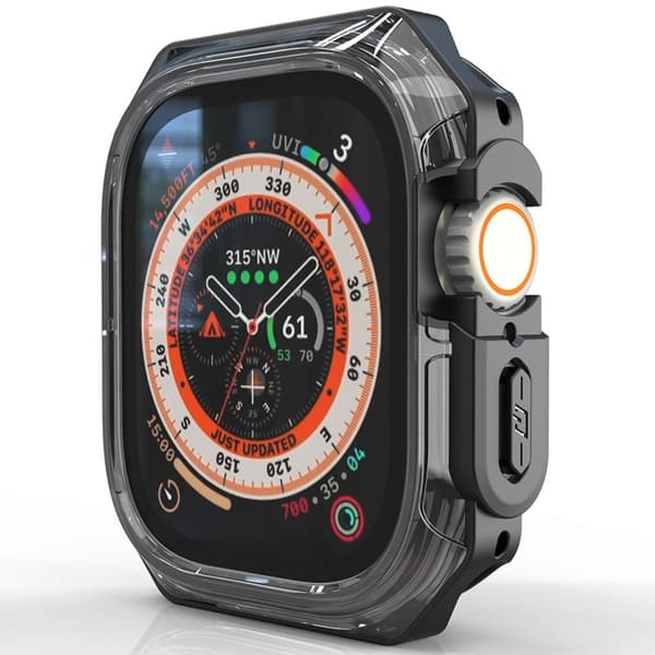 Apple Watch Series 7 / 8 / 9 45mm Watch Frame Case Bump Resistant+Flexible Smartwatch Edge Protector - Transparent Black Black