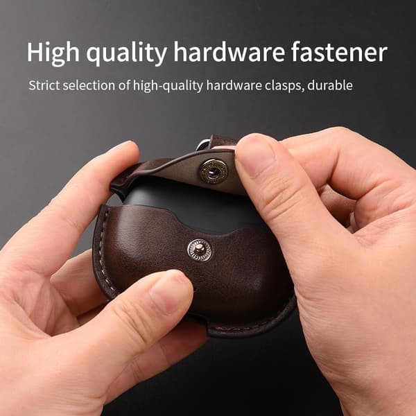 Realme Buds T300 Laddningsfodral Skydd Läder + Stötskyddande öronsnäckor Skyddsfodral - Mörkbrun Brun