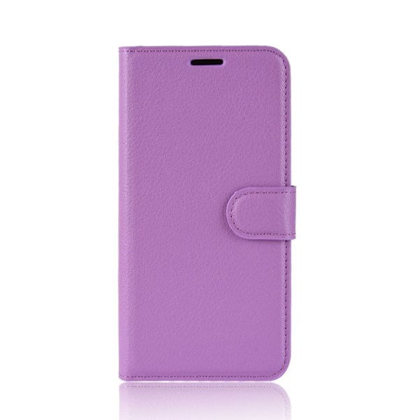 Samsung Galaxy Note9 mobiletui i kunstlæder med Litchi overfalde samt pung - Lilla Purple