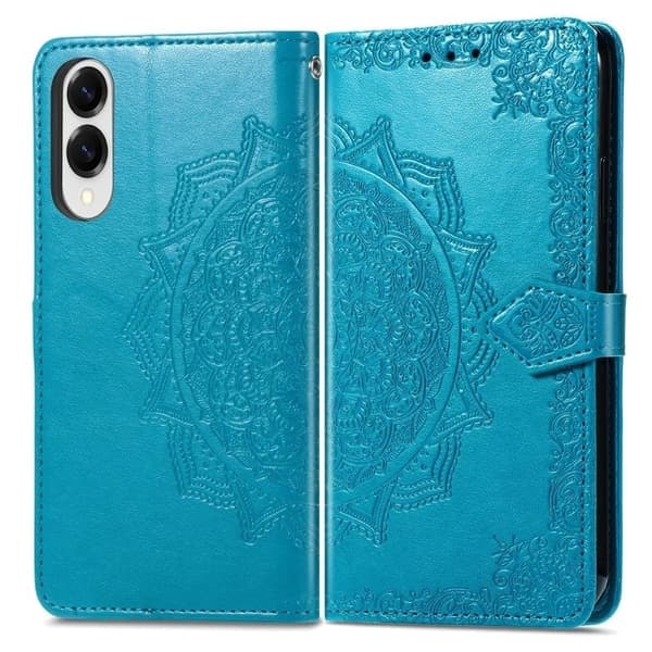 Samsung Galaxy S25 Edge Plånboksfodral Mandala Flower Läder Telefonfodral Stativ - Blå Blå