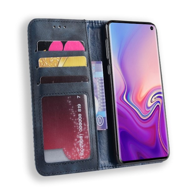 Samsung Galaxy S10e vintage läderfodral - Blå Blå